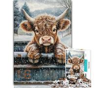 Adult Jigsaws 1000 Pieces Difficult Highland Cow Adult Puzzles,Stress Reliever Difficult Challenge Secret Santa Gifts 26x38cm