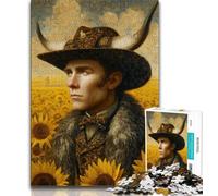 Adult Jigsaws 1000 Pieces Difficult Highland Cow Sunflower Jigsaw,Brain Intelligence Challenge Addictive Toys for Home Decoration (size 38x26cm)