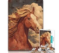 Adult Jigsaws 1000 Pieces Difficult Horse Art 1000 Piece Puzzle,Stress Reliever Staycation Kill Time Home Decoration Toys 50x75cm