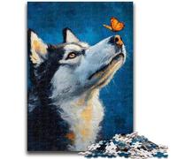 Adult Jigsaws 1000 Pieces Difficult Husky Butterfly Puzzles,for Educational Game Challenge Toy Deal As Gifts for The Whole Family (38x26cm)