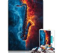 Adult Jigsaws 1000 Pieces Difficult Ice And Fire Saxophone 1000 Pieces for Adults,Educational Games Wall Decoration Unique Birthday And Xmas Gifts (size 75x50cm)