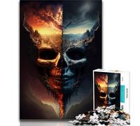 Adult Jigsaws 1000 Pieces Difficult Ice And Fire Skull Adult Puzzles,Staycation Kill Time with Fully Interlocking Randomly Shaped Pieces (size 75x50cm)