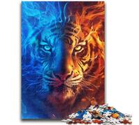 Adult Jigsaws 1000 Pieces Difficult Ice And Fire Tiger 1000 Piece Puzzle,Decompressing Intellectual Educational Toy Perfect Decoration (75x50cm)
