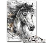 Adult Jigsaws 1000 Pieces Difficult Ink Painting Horse Educational Family Game Is Ideal As Gifts for The Whole Family for 14+ 50x75cm