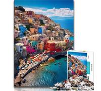 Adult Jigsaws 1000 Pieces Difficult Italian Seaside Scenery Adult Puzzles,is Ideal As Gifts for The Whole Family Suitable for And 14 75x50cm