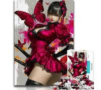 Adult Jigsaws 1000 Pieces Difficult Japanese Female Ninja Warrior,Challenging Game And Family Play with Matching Poster And Trivia Sheet 50x75cm