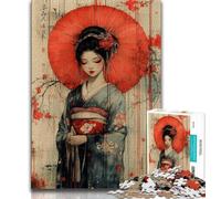 Adult Jigsaws 1000 Pieces Difficult Japanese Geisha Puzzles,Stress Reliever Difficult Challenge Suitable for Desktop Decoration 26x38cm