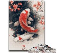 Adult Jigsaws 1000 Pieces Difficult Japanese Style Koi 1000 Piece Puzzle,Stress Reliever Staycation Kill Time Home Decoration Toys (50x75cm)