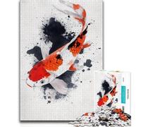 Adult Jigsaws 1000 Pieces Difficult Japanese Style Koi Adult Jigsaw,Stress Reliever Staycation Kill Time Home Decoration Toys 26x38cm