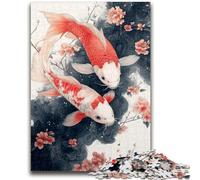 Adult Jigsaws 1000 Pieces Difficult Japanese Style Koi Puzzles,Stress Reliever Difficult Challenge Suitable for Desktop Decoration (50x75cm)