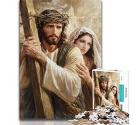 Adult Jigsaws 1000 Pieces Difficult Jesus,Stress Reliever Staycation Kill Time with Matching Poster And Trivia Sheet 38x26cm