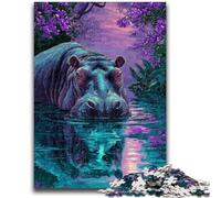 Adult Jigsaws 1000 Pieces Difficult Jungle Hippo Help The Brain Exercise Addictive Toys to Cultivate Patience Suitable for Couples 26x38cm