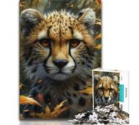 Adult Jigsaws 1000 Pieces Difficult Jungle Leopard Adult Puzzles,Educational Family Game Suitable for Desktop Decoration 38x26cm
