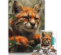 Adult Jigsaws 1000 Pieces Difficult Jungle Lynx,Stress Reliever Difficult Challenge with Matching Poster And Trivia Sheet 50x75cm