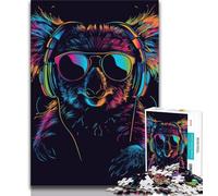 Adult Jigsaws 1000 Pieces Difficult Koala with Headphones Sunglasses 1000 Piece Jigsaw,Fun Activity for Home, Rainy Days Toys, Birthday Gifts 38x26cm