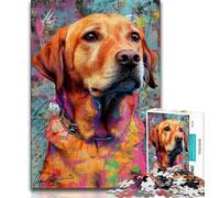 Adult Jigsaws 1000 Pieces Difficult Labrador Retriever Oil Painting Jigsaw,Brain Intelligence Challenge Addictive Toys for Home Decoration (size 38x26cm)