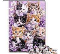 Adult Jigsaws 1000 Pieces Difficult Lavender Kitten, Game Toys Every Piece Is Unique - Challenging Family Fun Game for for Age 14 (Size 50x75cm)