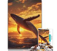 Adult Jigsaws 1000 Pieces Difficult Leaping Whale Adult Jigsaw,Stress Reliever Staycation Kill Time Home Decoration Toys 26x38cm
