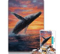 Adult Jigsaws 1000 Pieces Difficult Leaping Whale Teenager Jigsaw,Educational Games Wall Decoration Unique Birthday And Xmas Gifts 75x50cm