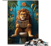 Adult Jigsaws 1000 Pieces Difficult Lion on The Toilet, Decompressing Intellectual Educational Toy Birthday Present, Gifts, Wall Art (Size 50x75cm)