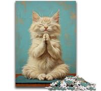 Adult Jigsaws 1000 Pieces Difficult Meditating Cat Toys Educational Games Stress Relieving Parent-child Interaction for Ages 14+ 26x38cm