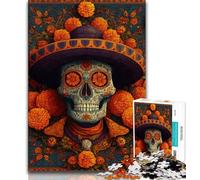 Adult Jigsaws 1000 Pieces Difficult Mexican Skull Adult Puzzles,Stress Reliever Difficult Challenge Secret Santa Gifts 26x38cm