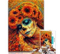 Adult Jigsaws 1000 Pieces Difficult Mexican Style Skull 1000 Piece Puzzle,is Ideal As Gifts for The Whole Family Suitable for And 14 38x26cm