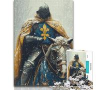 Adult Jigsaws 1000 Pieces Difficult Mighty Medieval Knight,Challenging Game And Family Play with Matching Poster And Trivia Sheet 38x26cm