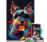 Adult Jigsaws 1000 Pieces Difficult Miniature Schnauzer DJ Neon Adult Puzzles,Stress Reliever Difficult Challenge Secret Santa Gifts 26x38cm