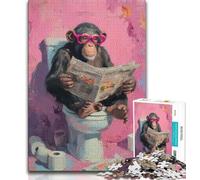 Adult Jigsaws 1000 Pieces Difficult Monkey in The Toilet Adult Puzzles,is Ideal As Gifts for The Whole Family Suitable for And 14 38x26cm