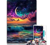 Adult Jigsaws 1000 Pieces Difficult Moon on The Sea 1000 Pieces for Adults,Stress Reliever Staycation Kill Time Parent-child Interaction (size 75x50cm)
