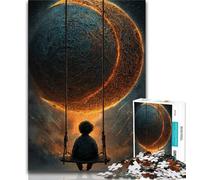 Adult Jigsaws 1000 Pieces Difficult Moon,Stress Reliever Staycation Kill Time with Matching Poster And Trivia Sheet 38x26cm
