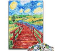 Adult Jigsaws 1000 Pieces Difficult Night Sky Bridge Stress Reliever Difficult Challenge Deal As Gifts for The Whole Family 26x38cm