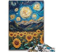 Adult Jigsaws 1000 Pieces Difficult Night Sky Sunflower Puzzles for Teenagers,Suitable for Desktop Decoration for And Age 14 (75x50cm)