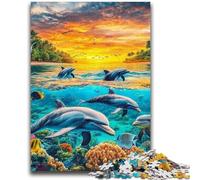 Adult Jigsaws 1000 Pieces Difficult Ocean Dolphin 1000 Piece Puzzle,is Ideal As Gifts for The Whole Family Suitable for And 14 (38x26cm)