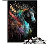 Adult Jigsaws 1000 Pieces Difficult Paintsplash Horse, Suitable for People Aged 14 And Above Educational Games Secret Santa Gifts (Size 26x38cm)
