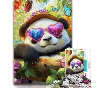 Adult Jigsaws 1000 Pieces Difficult Panda on Vacation Adult Puzzles,Staycation Kill Time with Fully Interlocking Randomly Shaped Pieces (size 38x26cm)
