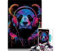 Adult Jigsaws 1000 Pieces Difficult Panda with Headphones 1000 Piece Jigsaw,Fun Activity for Home, Rainy Days Toys, Birthday Gifts 38x26cm