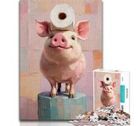 Adult Jigsaws 1000 Pieces Difficult Piglet Playing with Toilet Paper 1000 Piece Puzzle,Interesting Stress Reduction Parent-child Interaction 75x50cm