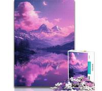 Adult Jigsaws 1000 Pieces Difficult Pink Purple Sky with Mountains Puzzles for Adults,Game Toys Every Piece Is Unique - Challenging Family Fun Game (size 75x50cm)