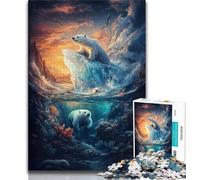 Adult Jigsaws 1000 Pieces Difficult Polar Bear Teenager Jigsaw,Stress Reliever Staycation Kill Time Wishlist with Santa Claus (size 38x26cm)