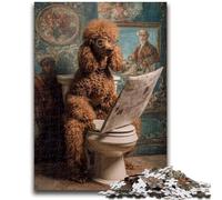 Adult Jigsaws 1000 Pieces Difficult Poodle in The Toilet 1000 Piece Puzzle,Stress Reliever Staycation Kill Time Home Decoration Toys (38x26cm)