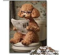 Adult Jigsaws 1000 Pieces Difficult Poodle on The Toilet, Suitable for People Aged 14 And Above Educational Games Secret Santa Gifts (Size 26x38cm)