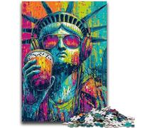 Adult Jigsaws 1000 Pieces Difficult Pop Art Statue of Liberty Help The Brain Exercise Addictive Toys to Cultivate Patience Suitable for Couples 26x38cm