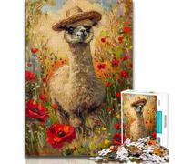 Adult Jigsaws 1000 Pieces Difficult Poppy Alpaca Puzzles,Stress Reliever Difficult Challenge Suitable for Desktop Decoration 26x38cm