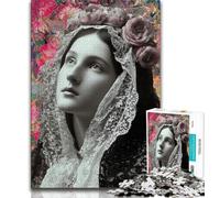 Adult Jigsaws 1000 Pieces Difficult Portrait of Mary The Mother Teenager Jigsaw,Stress Reliever Staycation Kill Time Wishlist with Santa Claus (size 38x26cm)