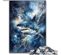 Adult Jigsaws 1000 Pieces Difficult Powerful Shark Swimming,Learning Educational Toys Family Games Educational Game for Birthday,Chrismas 38x26cm