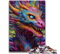 Adult Jigsaws 1000 Pieces Difficult Psychedelic Art Dragon Adult Puzzles,Stress Reliever Difficult Challenge Secret Santa Gifts (75x50cm)