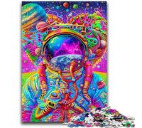 Adult Jigsaws 1000 Pieces Difficult Psychedelic Astronaut for Age 14+ Educational Games For Adults And Teenagers Artwork Gift 50x75cm