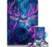 Adult Jigsaws 1000 Pieces Difficult Psychedelic Deer Adult Jigsaw,Stress Reliever Staycation Kill Time Home Decoration Toys 26x38cm
